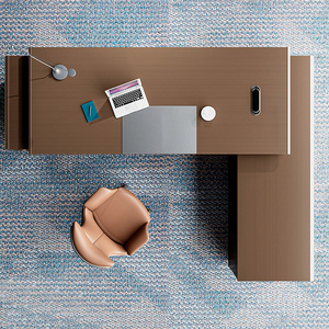 Modern Luxury Executive Office <b>Desk</b> Brown Modular <b>Wooden</b> L Shaped Boss Workstation Table Large MDF Furniture Commercial Office - Product Image 4