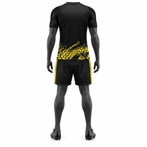 Conjunto de Uniforme de Fútbol Personalizado Rojo y Negro para Hombre, Cuello en V, Manga Corta, Sublimado, Absorbente de Humedad, 100% Poliéster, Corte Atlético - Product Image 2