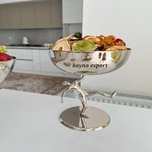 ชามเสิร์ฟผลไม้ดีไซน์พิเศษ ขัดเงา สีเงิน ทันสมัย หรูหรา สำหรับงานเลี้ยง ตกแต่งโต๊ะ ทำจากโลหะ - Product Image 1