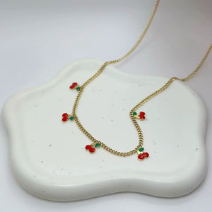 Verano esencial MOONRIVER Acero inoxidable cereza cuentas gargantillas collares estilo Simple joyería elegante de moda para mujer - Product Image 1