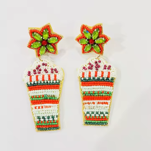 Pendientes colgantes con cuentas de semillas de Navidad personalizados, joyería bordada hecha a mano con diseño de logotipo, accesorios de moda festivos para mujer - Product Image 5