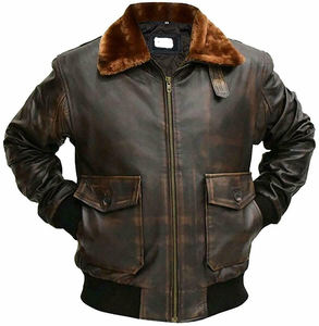 Bomber Aviator Flight Vestes en cuir marron vieilli pour homme - Product Image 5