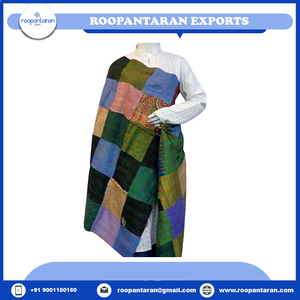 Elegant Handcrafted Summer <b>Long</b> Trendy Stole High Quality Cotton Kantha Embroidered Reversible <b>Silk</b> Shawl Available for Sale - Product Image 2