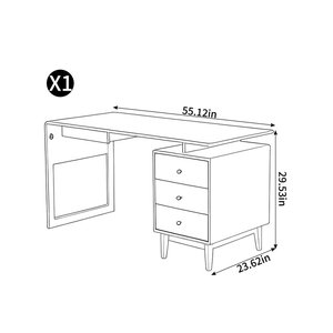 Warm Brown Solid Wood Rectangle Writing <b>Desk</b> Spacious Natural-Grain Work Surface Stable Computer <b>Desk</b> with 1-Year Warranty - Product Image 3
