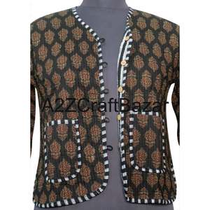 Chaqueta de Mujer Hecha a Mano, 100% Algodón Orgánico, Ecológica, Reversible, de Secado Rápido, Acolchada, Transpirable, de Alta Calidad, con Cuello en V - Product Image 4