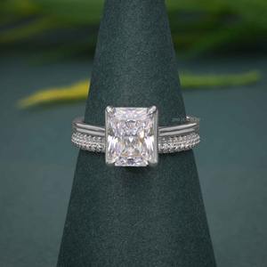 Bague solitaire en diamant de laboratoire certifié IGI VVS, très vendue, avec alliance en or 14 carats pour mariage, à prix bas - Product Image 5