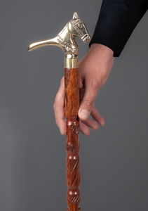 Bastón de madera de sheesham con mango de cabeza de caballo de latón, hecho a mano, estilo antiguo, bastón coleccionable para personas mayores - Product Image 4