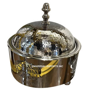 Ensemble de trois chauffe-plats en métal martelé Design Luxury New Hotpot Double Wall Isolé Luxury New Metal Casserole - Product Image 6