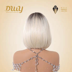 Milly-DWY 12 Inches Glueless Synthetic <b>Wig</b> for Women Short Blonde Bob with Transparent Lace Front Middle Part - Product Image 6