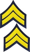 Écusson brodé fait main en caoutchouc à coudre, haute qualité, personnalisable, en tissu chenille bleu, étoile de sergent en relief