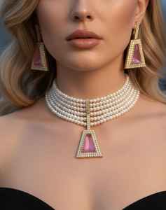 High End <b>Pearl</b> Style Indian Manufacturing Fashion Designer Necklace Set Indian Fashion Jewelry for Women and Girls' Party Wear - Product Image 3