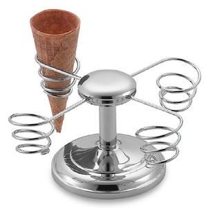 Sleek Stainless Steel <b>Ice</b> <b>Cream</b> Cone Stand in Silver Modern Design Ideal for Resort Tableware and Tabletop Use - Product Image 1