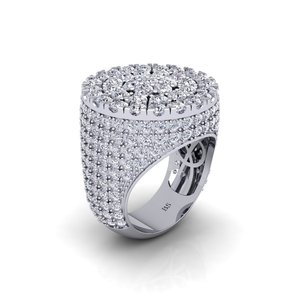 Luxury Women's <b>Cocktail</b> <b>Ring</b> With Round Brilliant Moissanite Pave Setting In 18K Solid <b>Gold</b> Crown Shape - Product Image 5
