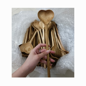 Mini cuillère réutilisable en bois faite à la main couverts naturels ensemble de cuillères en bois et fourchette LOGO personnalisé cuillères en bois pour la cuisine - Product Image 4