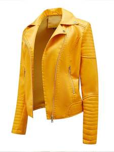 Best Quality Women's XL Y2K Style Leather <b>Jacket</b> Custom Logo Wool Lining Breathable Knitted Fabric Cotton Filling Autumn Printed - Product Image 2