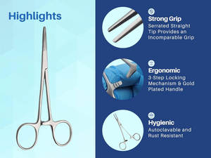 คีมผ่าตัดหลอดเลือดแดงตรงและโค้ง6 "อุปกรณ์แต่งแผลคีมผ่าตัดคีมหนีบเนื้อเยื่อสแตนเลสทางการแพทย์ - Product Image 3