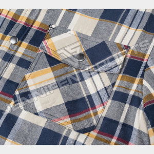 Nouvelle arrivée 100% coton tissu flanelle chemise manches longues boutons fermeture poches poitrine à l'intérieur doublure matelassée et protections - Product Image 3