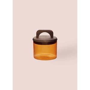 Frasco de vidrio con mango de acacia de 350ml con acabado ámbar - Product Image 2