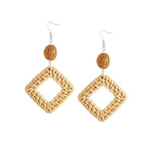 Nouvelle Mode Boho Dangle Déclaration Boucles D'oreilles en Rotin pour Femmes Handwicker Vietnam Grossistes Tendance Idée Cadeau - Product Image 1