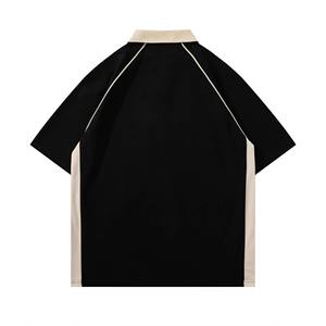 Polos de golf acanalados de algodón y poliéster de fábrica, camisas de cuello de solapa con bloque de color bordado con logotipo personalizado de gran tamaño - Product Image 5