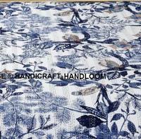 Couverture Kantha Bohème Florale en Coton Naturel Écologique, Faite à la Main, Réversible, Tailles King, Queen, Twin, Style Indien