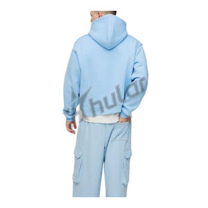 Custom 100% Cotton Pullover Hoodie High Quality Thick Heavy Embroidered Detail Drop Shoulder Fleece Oversized Cropped for Winter - Product Image 3