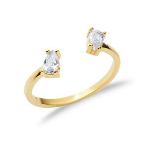 Simplee — bague ajustable en argent Sterling 925, Double goutte, bijou élégant, pierre de zircone, vente en gros - Product Image 2