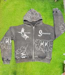 Sweat-shirts unisexes d'hiver à fermeture éclair en spandex/coton polaire, personnalisés en gros, avec motif imprimé, service OEM, coupe ample, style streetwear - Product Image 1