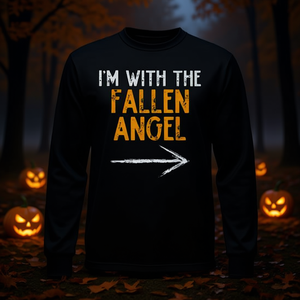 Camiseta de manga larga Fallen Angel, disfraz de Halloween, camisa a juego para parejas, impresión digital, estilo clásico - Product Image 3