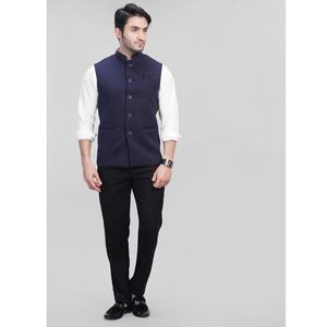 Gilet bleu marine pour homme de qualité supérieure, idéal pour le bureau, les réunions d'affaires, les mariages et les soirées, disponible à un prix abordable - Product Image 1