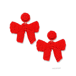 Colección de pendientes con cuentas de Navidad al por mayor lazo de Navidad chapado en oro brillante hecho a mano compromiso festivo de fiesta - Product Image 3