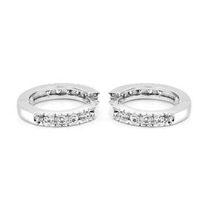NOVAMART Fine Zarkan 18K Gold and Rhodium Plated Twinkling Hoop <b>Earrings</b> with Diamonds Pearls <b>Cute</b> Trendy Religious Style for We - Product Image 3