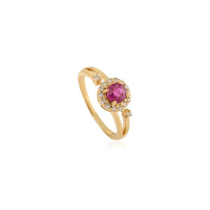Bague en or jaune massif 14 carats avec un cluster de rubis et de diamants véritable, luxueuse et nouvelle, cadeau de la Saint-Valentin pour femmes - Product Image 3