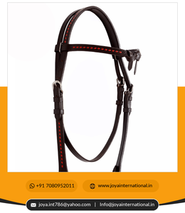 Estern eaeather rieadstall/riridle ORSE ACK in Brown con Red y rairaided Rawhide eaeether doblado - Product Image 4