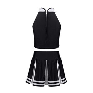 Ensemble haut et jupe de cheerleading pour femmes, de haute qualité, personnalisé, pour l'école, imprimé par transfert thermique, polyester/spandex 180g - Product Image 3