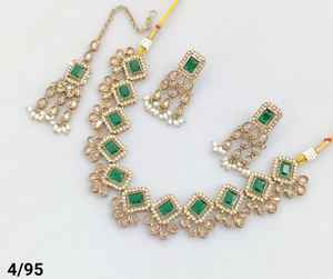 Antique Gold Plated Beautiful Stunning Cubic Zircon <b>Crystal</b> Dangle Drop Simple Wedding Necklace <b>Jewelry</b> <b>With</b> Earrings for Women - Product Image 3