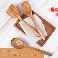 Ensemble de spatules de cuisson en bois spatules à frire de la meilleure qualité ensembles d'ustensiles de cuisine en bois pour ustensiles de cuisine antiadhésifs