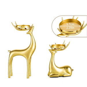 Portavelas de Reno dorado hecho de portavelas de Metal Mesa de comedor de boda Decoración de mesa Portavelas en el precio más barato - Product Image 3