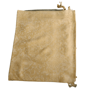 Chal Reversible de Paisley Kashmiri en Verde Oliva y Amarillo Mostaza, Diseño Floral Bordado Étnico de Invierno, Encaje Sólido, Suave Cachemira y Seda Digital - Product Image 2