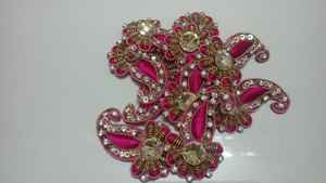 Luxury Handmade Red Crystal <b>Beaded</b> Patches Teardrop Floral Motif Couture <b>Garments</b> Clutches Bridal Accessories India Heart Canvas - Product Image 4