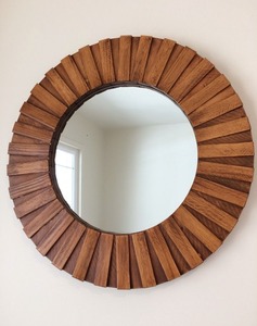 Miroir de salle de bain en bois fait main Art déco avec épaisseur et bordure personnalisables - Product Image 6