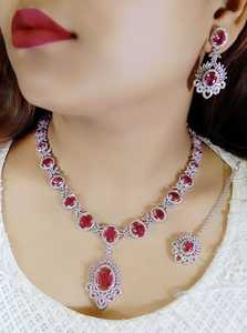 Gargantilla de piedra AD de moda Conjunto de collar de tendencia Mejor conjunto de joyería india de boda para compromiso de boda y Aniversario - Product Image 3