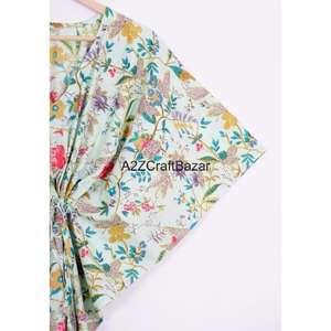 Evening Party Wear Women's Long Abaya <b>Dress</b> Hand Block Printed Kaftan Casual Middle Eastern Handmade Pure Cotton Summer Autumn - Product Image 4