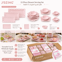 Ensemble de Plats à Dessert en Céramique Rose avec Dentelle Cœur Romantique, Plateau à Thé et Bols en Porcelaine Élégants, Vente en Gros, Stock Prêt, Vendu par Carton