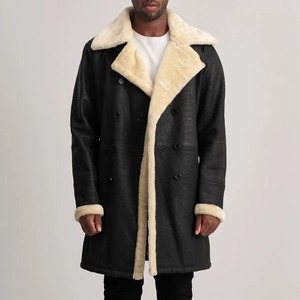 Manteau en cuir de luxe pardessus de haute qualité à carreaux personnalisés pour hommes mode veste décontractée hommes en peau de mouton Long manteau en cuir - Product Image 1