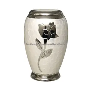 HHO Style américain blanc métal laiton crémation urne en forme d'entonnoir fleur Designcercueil pour cendres fournitures funéraires - Product Image 4