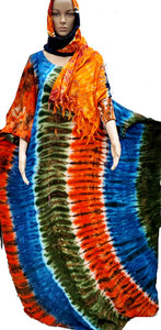 Vintage Thai Retro Hippie Boho Hawaii Handmade Colorful Tie Dye Kimono Maxi Dress <b>Plus</b> <b>Size</b> <b>Kaftan</b> Gypsy Long Dress - Product Image 2