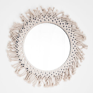 Macrame กระจกทรงกลมแขวนผนังขนาดเพื่อให้รูปลักษณ์ใหม่และแตกต่างกันของห้องนั่งเล่นและห้องนอนของคุณ - Product Image 1
