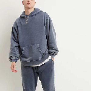 เสื้อฮู้ดแบบสวมหัวสำหรับผู้ชายเสื้อฮู้ดแบบสวมศีรษะ460 GSM เสื้อมีฮู้ดผ้าทอโอเวอร์ไซส์ซักฤดูร้อน OEM - Product Image 4