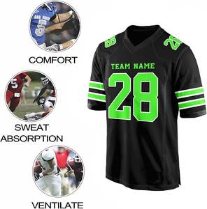 เสื้ออเมริกันฟุตบอลเยาวชนและผู้ใหญ่พิมพ์ลายพร้อมโลโก้ทีมและหมายเลขผู้เล่นแขนสั้น - Product Image 3